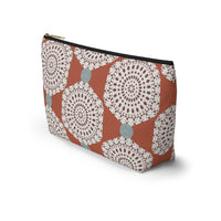 Lace Hexagon Accessory Pouch w T-bottom in Orange